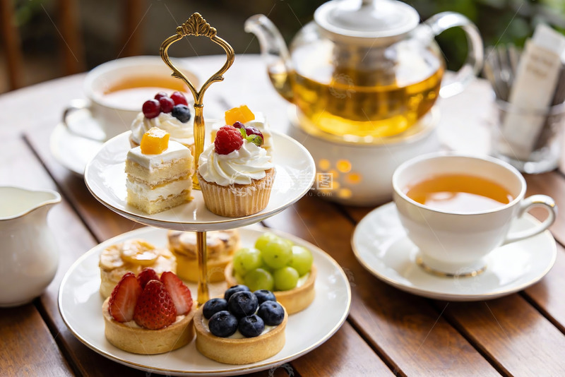 高清大图下载【趣麦麦图】精致下午茶点心与茶具
