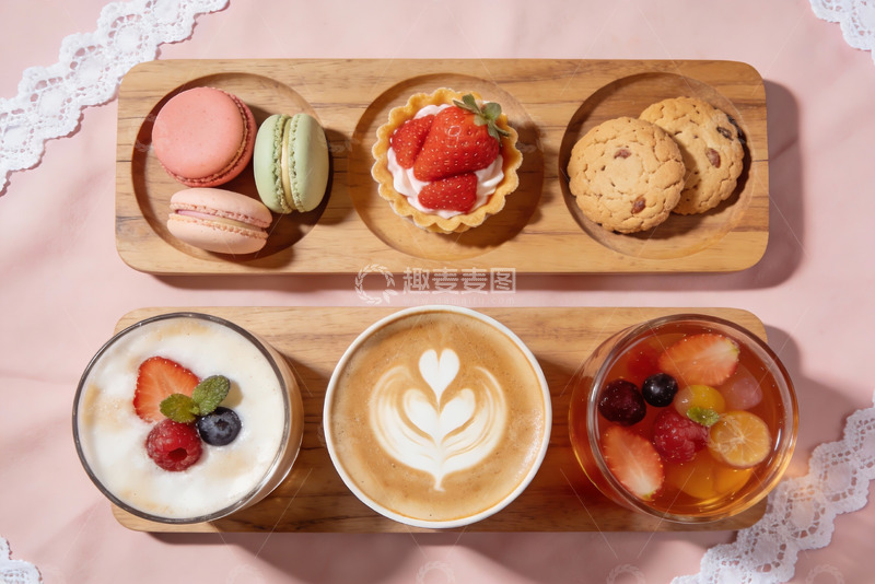 高清大图下载【趣麦麦图】精致甜点与饮品摆盘