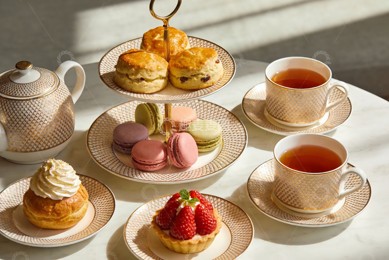高清大图下载【趣麦麦图】精致下午茶点心与茶具摆盘