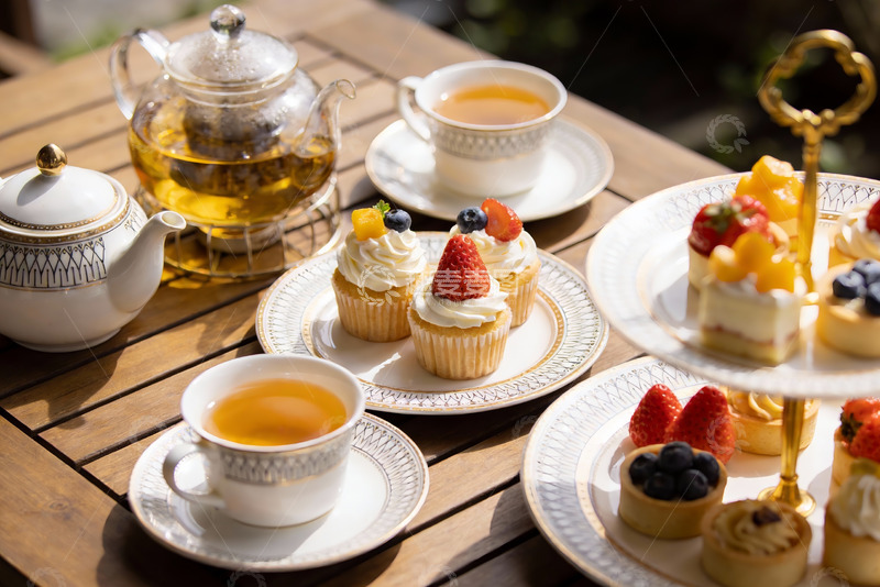 高清大图下载【趣麦麦图】精致下午茶点心与茶具