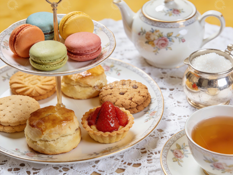 高清大图下载【趣麦麦图】精致下午茶点心与茶具