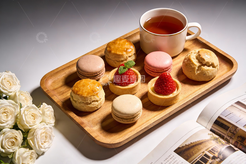 高清大图下载【趣麦麦图】精致下午茶甜点与鲜花