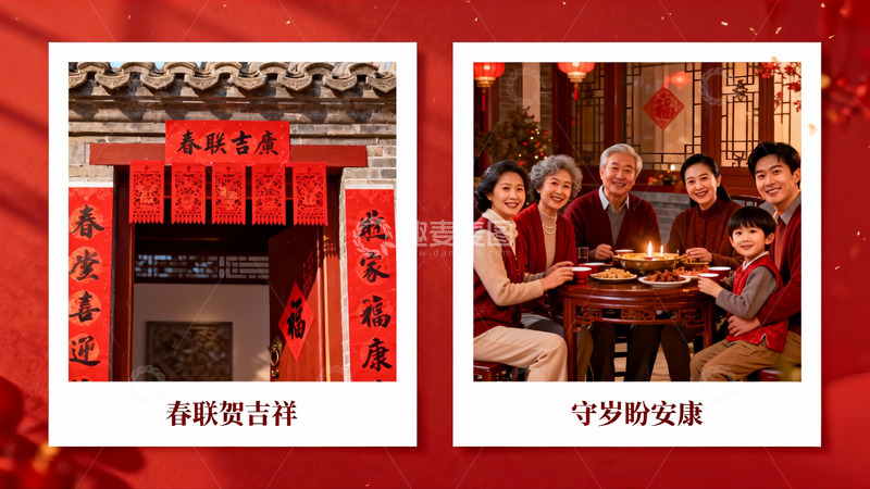 高清大图下载【趣麦麦图】春节家庭团聚与传统门饰