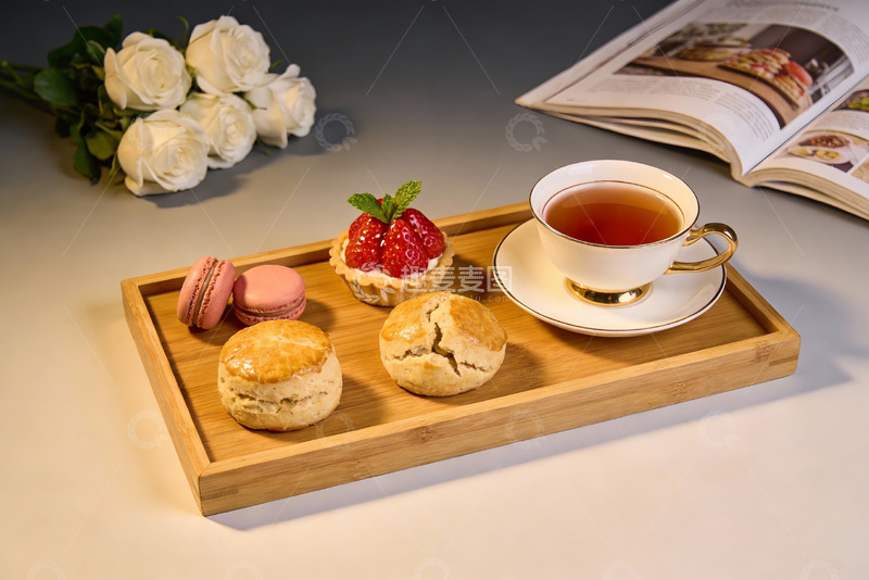 高清大图下载【趣麦麦图】下午茶点心与鲜花摆拍