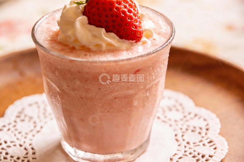 高清大图下载【趣麦麦图】草莓奶昔特写