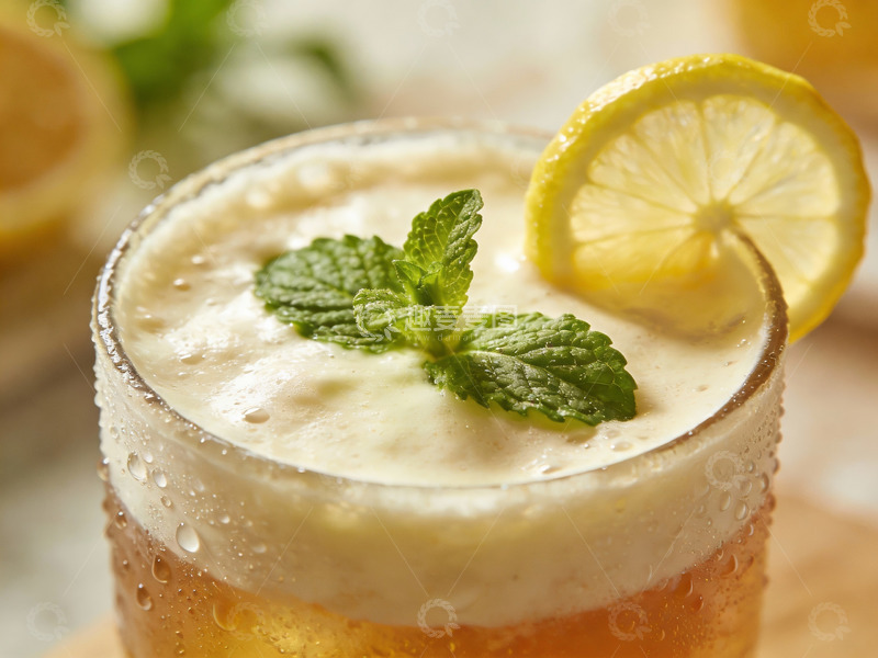 高清大图下载【趣麦麦图】柠檬薄荷冰饮特写