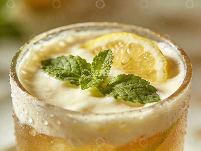 高清大图下载【趣麦麦图】冰爽柠檬薄荷饮品特写