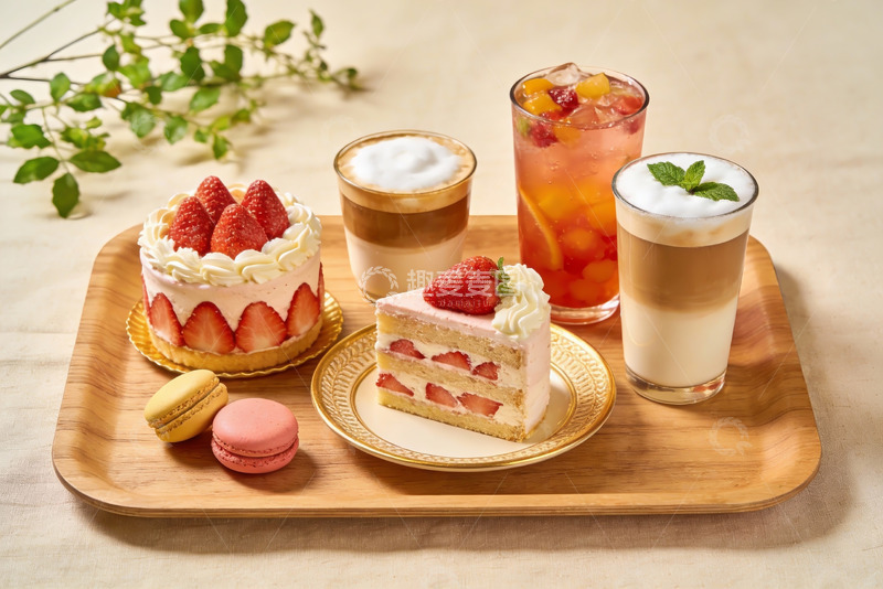 高清大图下载【趣麦麦图】草莓甜品与饮品精美摆盘