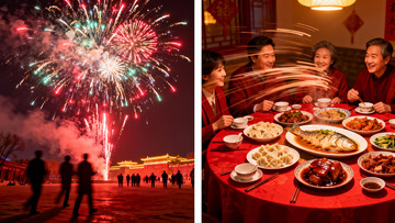 烟花璀璨夜宴团圆