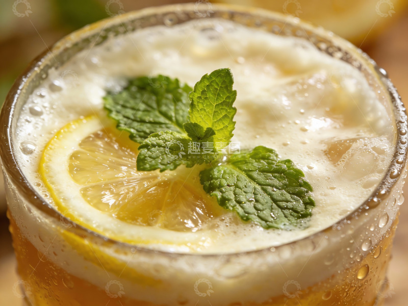 高清大图下载【趣麦麦图】柠檬薄荷冰饮特写