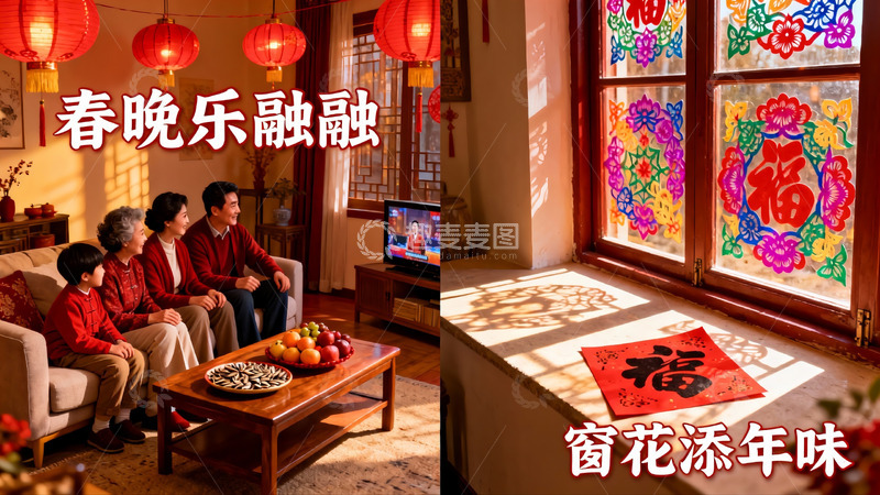 高清大图下载【趣麦麦图】春节家庭团聚温馨场景