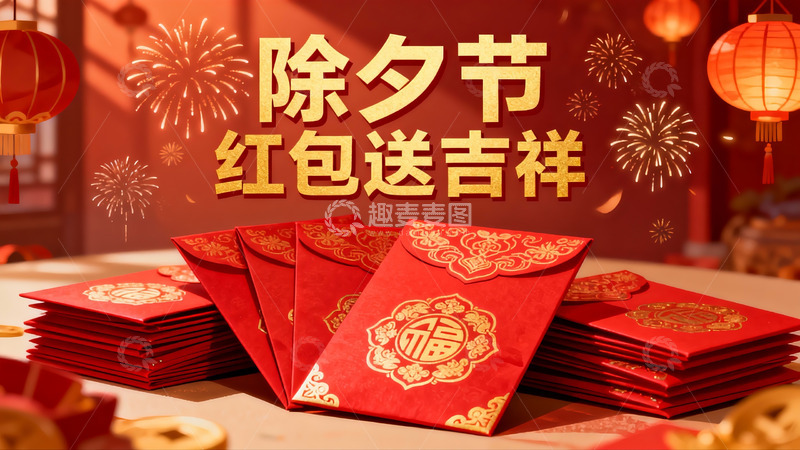 高清大图下载【趣麦麦图】除夕红包迎吉祥