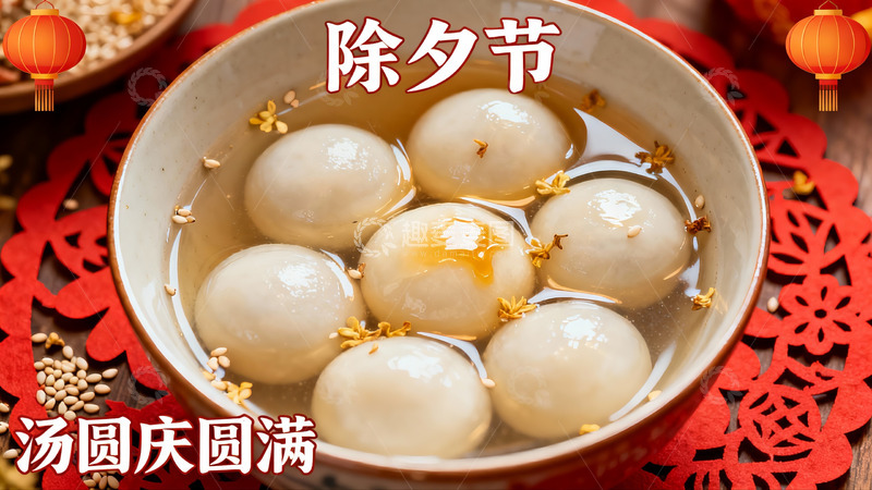 高清大图下载【趣麦麦图】除夕汤圆庆团圆