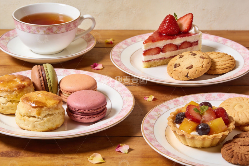 高清大图下载【趣麦麦图】精致下午茶甜点与红茶