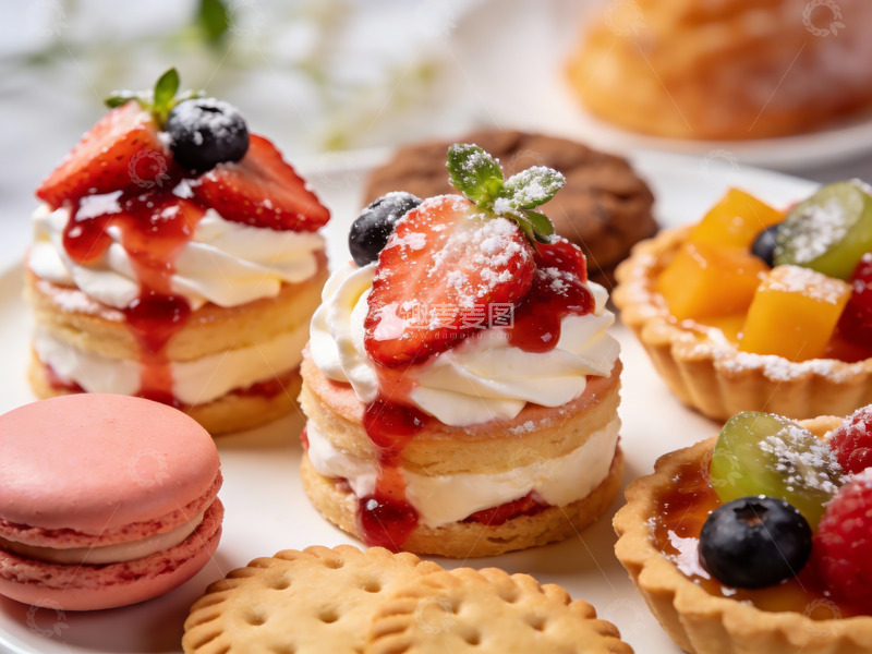高清大图下载【趣麦麦图】精致甜点拼盘色彩诱人