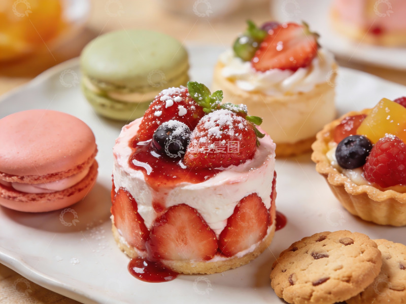 高清大图下载【趣麦麦图】精致甜点拼盘色彩诱人