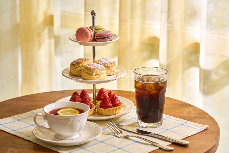 高清大图下载【趣麦麦图】下午茶点心与饮品摆盘