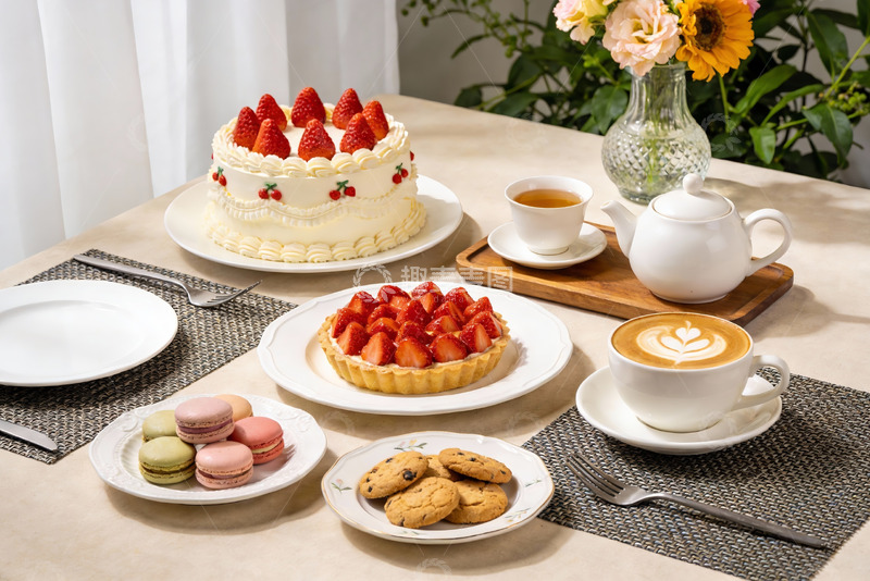 高清大图下载【趣麦麦图】精致下午茶甜点与饮品摆盘