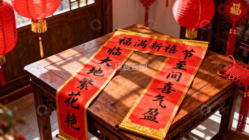 高清大图下载【趣麦麦图】春节装饰红灯笼对联