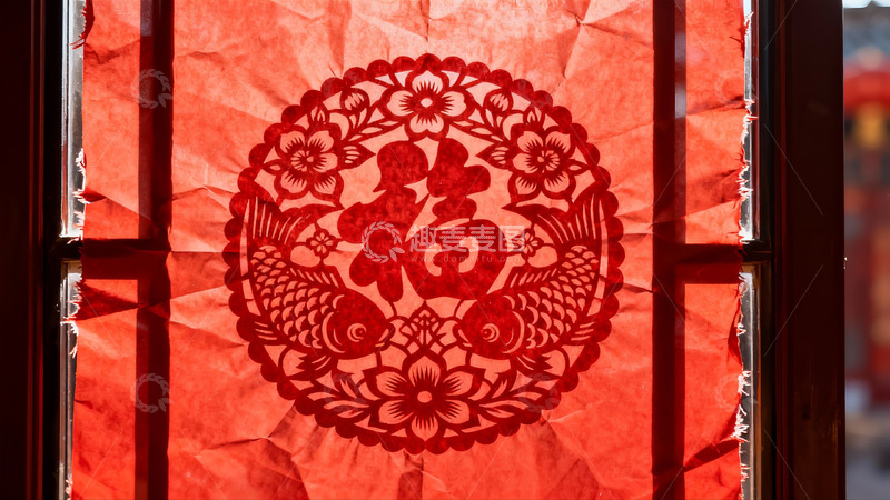 高清大图下载【趣麦麦图】红色窗花福字图案