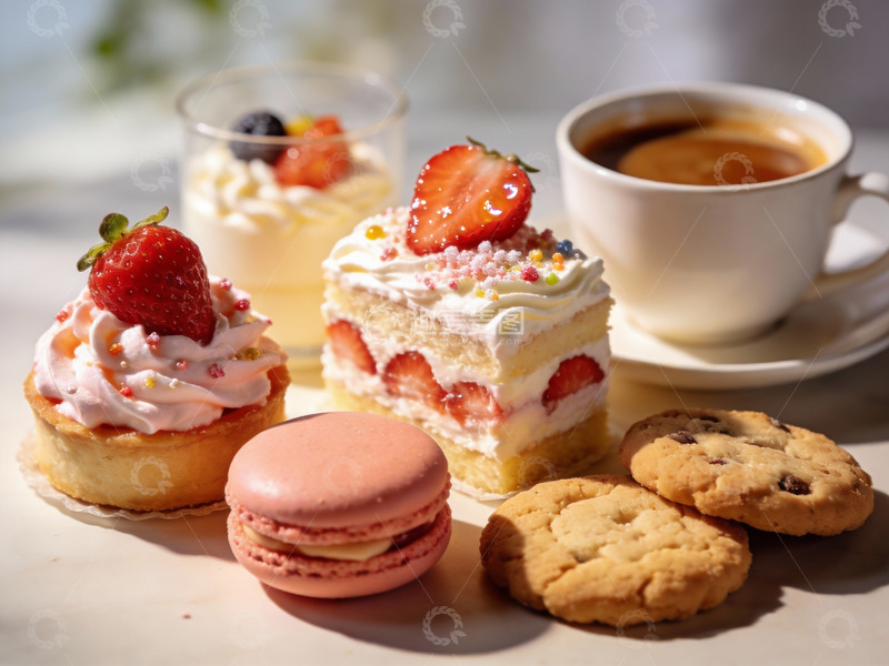 高清大图下载【趣麦麦图】草莓甜点与咖啡下午茶