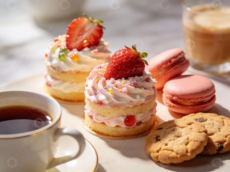 高清大图下载【趣麦麦图】草莓蛋糕与甜点下午茶