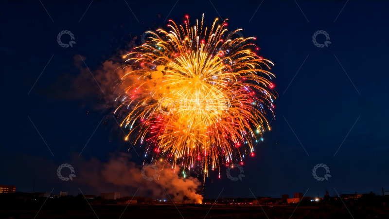高清大图下载【趣麦麦图】夜空烟花绽放绚丽多彩
