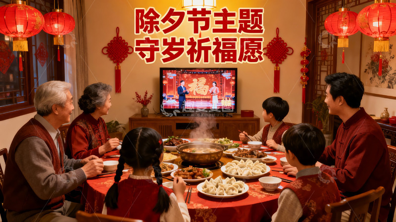 高清大图下载【趣麦麦图】除夕团圆饭家人围坐享美食