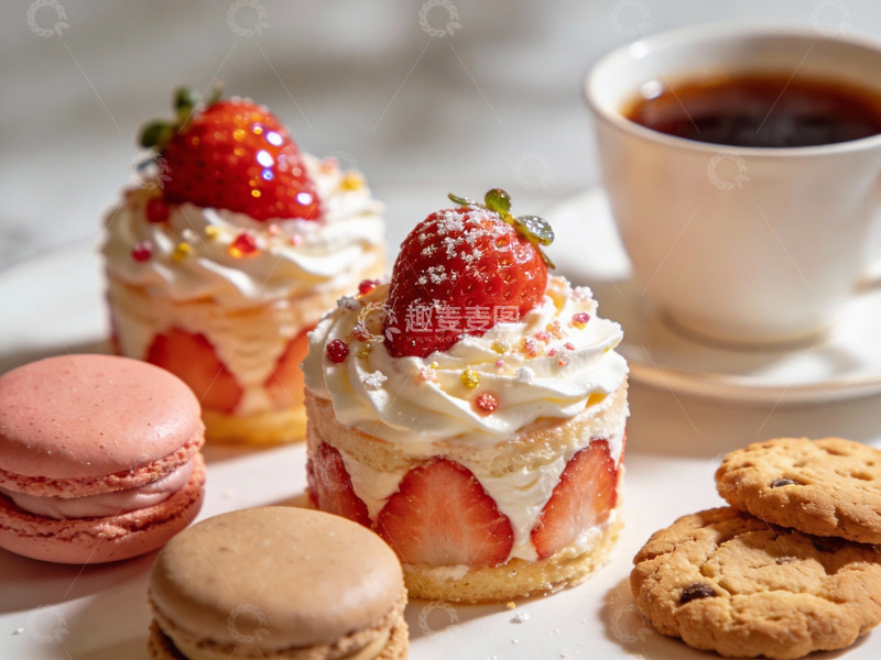 高清大图下载【趣麦麦图】草莓甜点与咖啡