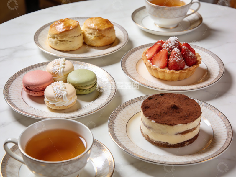 高清大图下载【趣麦麦图】精致下午茶甜点与红茶
