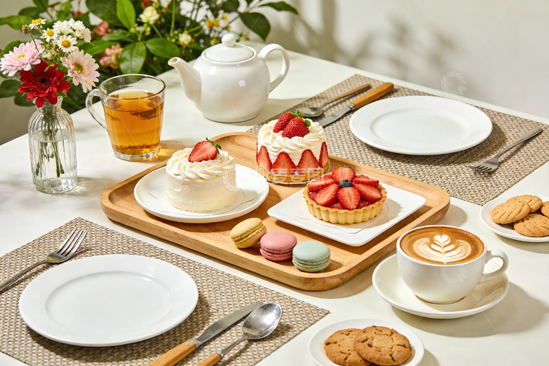 高清大图下载【趣麦麦图】精致下午茶甜点与饮品摆盘