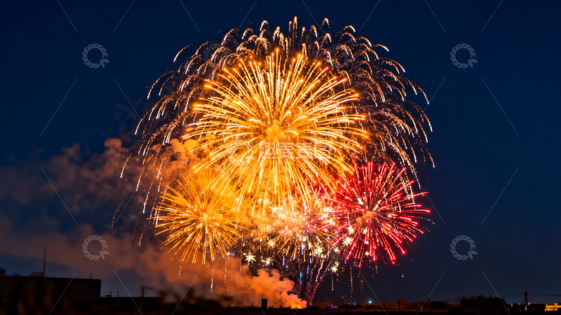 高清大图下载【趣麦麦图】夜空烟花绽放绚丽多彩