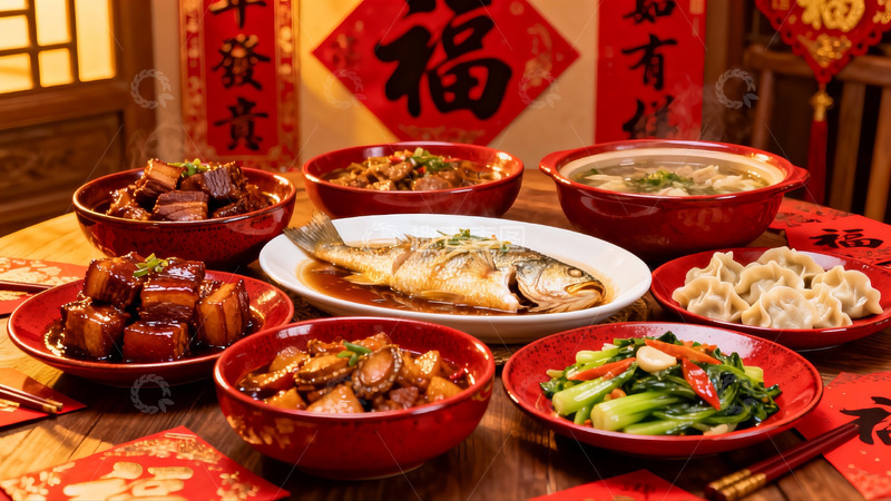 高清大图下载【趣麦麦图】丰盛年夜饭摆盘