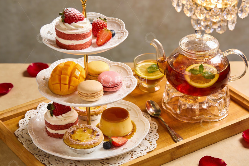 高清大图下载【趣麦麦图】精致下午茶甜点与茶具摆盘