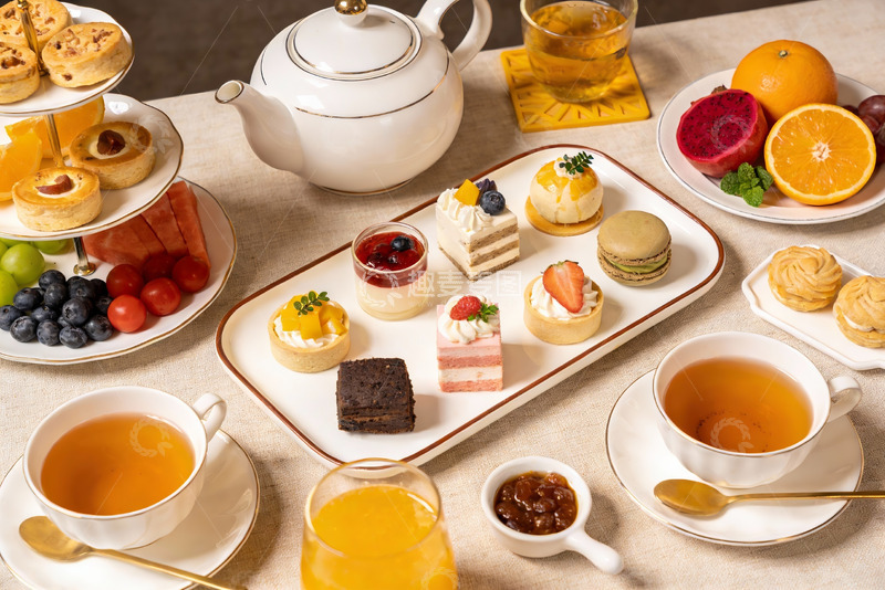 高清大图下载【趣麦麦图】精致下午茶甜点与饮品摆盘