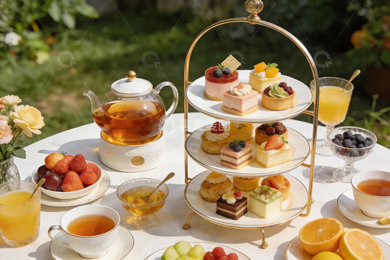 高清大图下载【趣麦麦图】户外下午茶甜点与水果摆盘