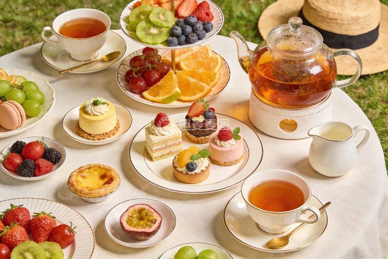 高清大图下载【趣麦麦图】户外下午茶水果甜点摆台