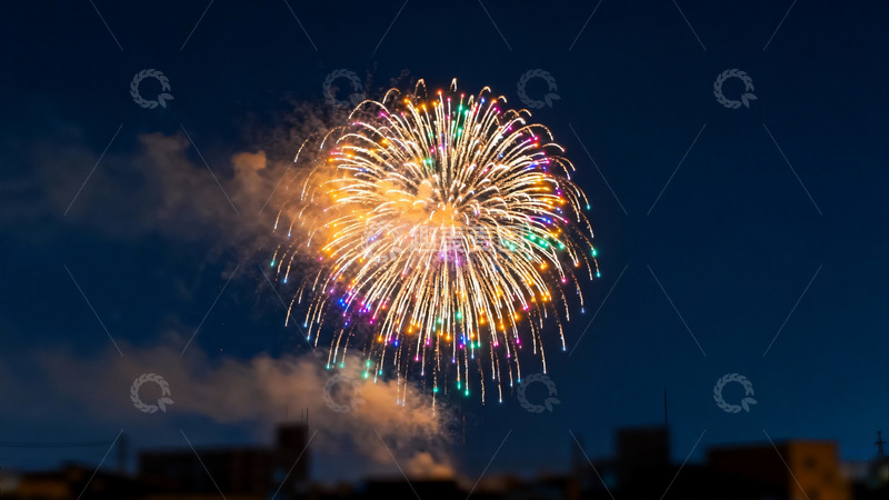 高清大图下载【趣麦麦图】夜空烟花绽放绚丽多彩