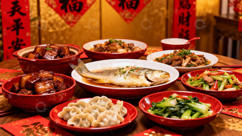 高清大图下载【趣麦麦图】丰盛年夜饭摆盘