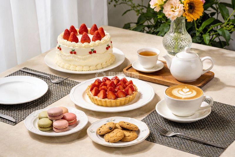 高清大图下载【趣麦麦图】精致下午茶甜点与饮品摆盘