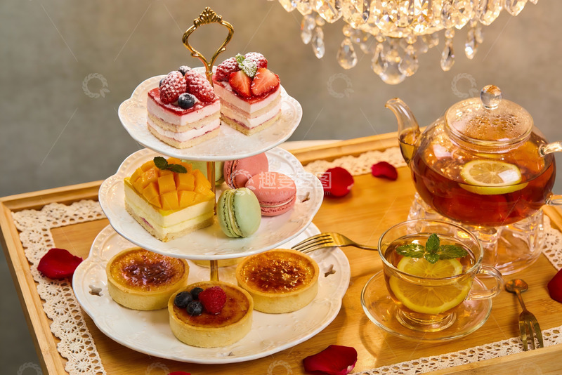 高清大图下载【趣麦麦图】精致下午茶甜点与茶具摆盘