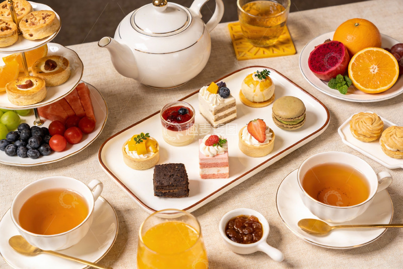高清大图下载【趣麦麦图】精致下午茶甜点与饮品摆盘