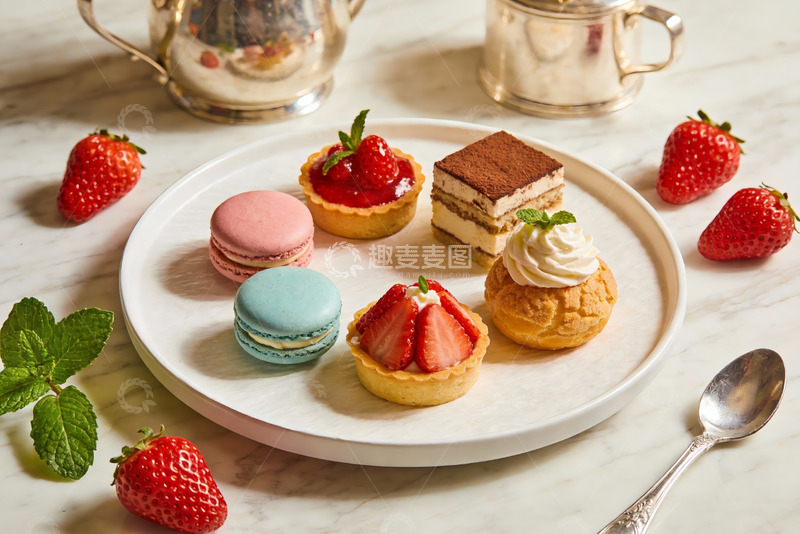 高清大图下载【趣麦麦图】精致甜点与草莓下午茶