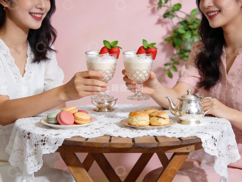 高清大图下载【趣麦麦图】两位女士享用下午茶