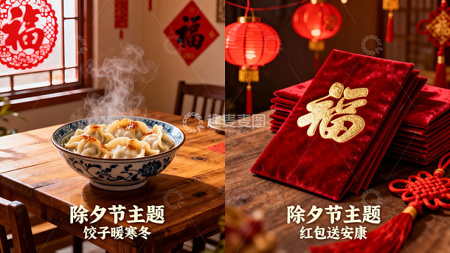 除夕节庆美食与红包