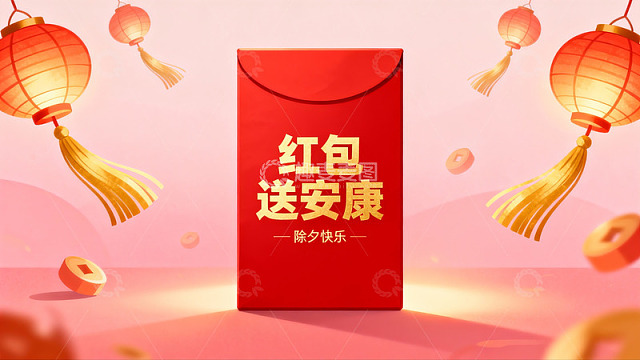 春节红包灯笼装饰画面