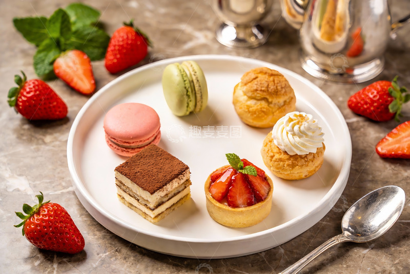 高清大图下载【趣麦麦图】精致甜点与草莓摆盘