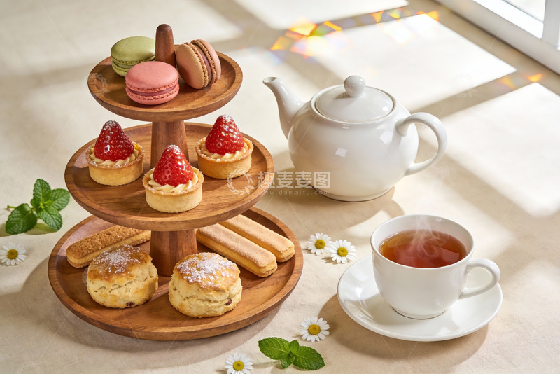 高清大图下载【趣麦麦图】精致下午茶点心与茶具