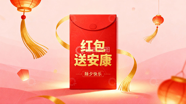 春节红包灯笼装饰画面