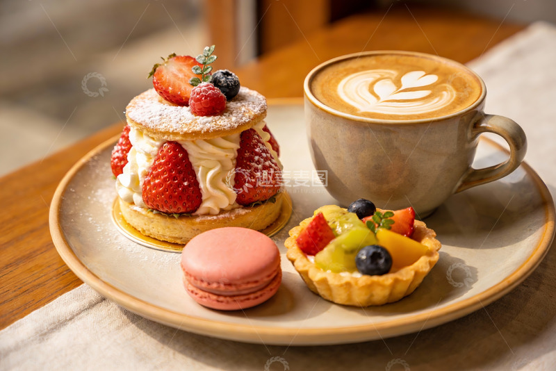 高清大图下载【趣麦麦图】精致甜点与咖啡摆盘